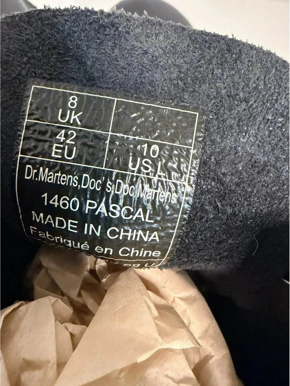 Dr. Martens 1460 Air Wair Black Nappa Leather 8 Eye Lace Up Boots UK8 EU42 US10